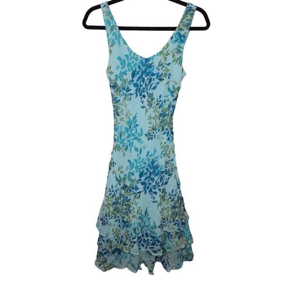 Vintage Dresses & Skirts - Vintage Y2K Tiered Midi Tank Slip Dress Floral Small Fairycore Sequin Bias Cut